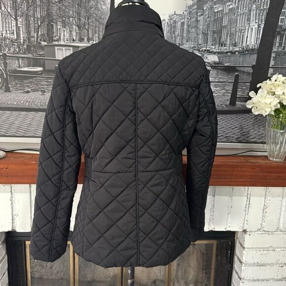 Guess Women Quilted Puffer Jacket Coat Black Medium Full Gold Zipper - Picture 2 of 9